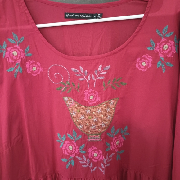 Gudrun Sjoden Embroidered Red Women's Top - Picture 3 of 6